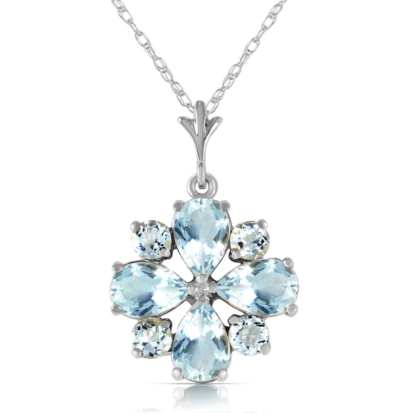 Galaxy Gold Products Jewelry - 14K. SOLID GOLD NECKLACE WITH NATURAL AQUAMARINES